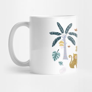 Leopards,sloths and ant-eater animal of South America and tropical plants Mug